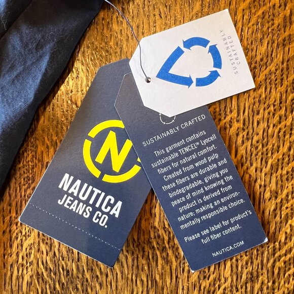 NAUTICA JEANS CO. Embroidered, Navy Blue, Peasant Top, Blouse Sz Small, S NWT - Picture 11 of 12